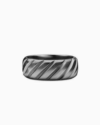 Modern Cable Band Ring Grey Titanium, 9mm