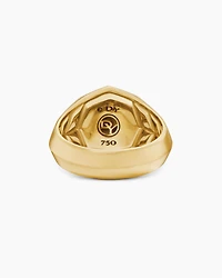 Faceted Signet Ring 18K Yellow Gold with Garnet, 17.3mm