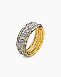 Streamline® Bevelled Band Ring 18K Yellow Gold with Diamonds, 8.5mm