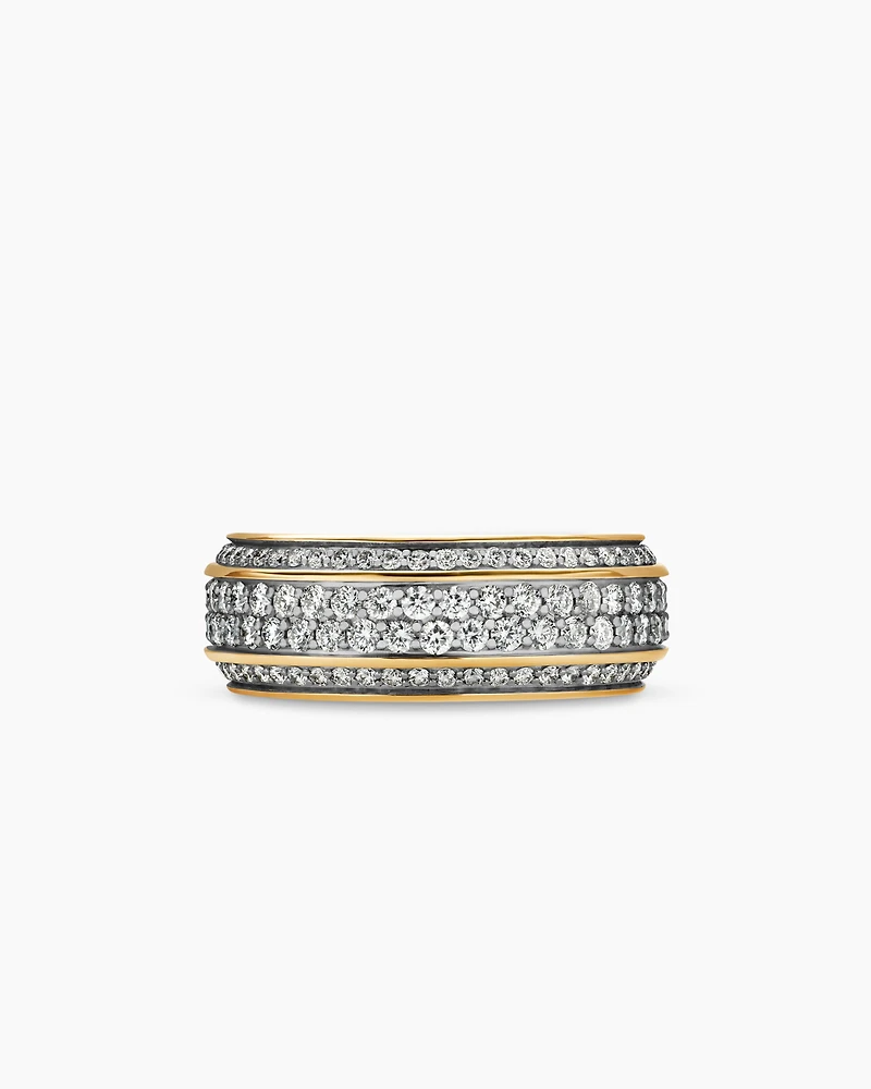 Streamline® Bevelled Band Ring 18K Yellow Gold with Diamonds, 8.5mm