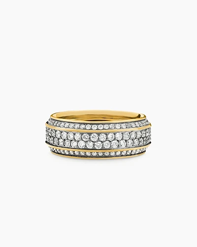Streamline® Bevelled Band Ring 18K Yellow Gold with Diamonds, 8.5mm