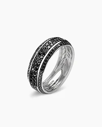 Streamline® Bevelled Band Ring 18K White Gold with Black Diamonds, 8.5mm