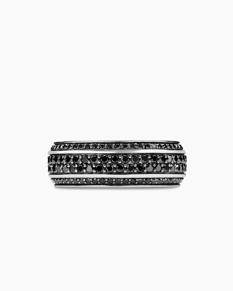 Streamline® Bevelled Band Ring 18K White Gold with Black Diamonds, 8.5mm