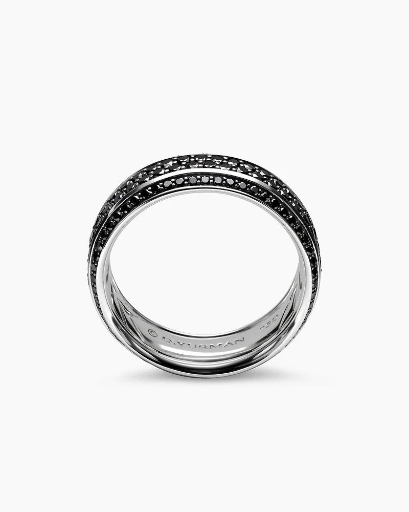 Streamline® Bevelled Band Ring 18K White Gold with Black Diamonds, 8.5mm