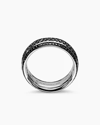 Streamline® Bevelled Band Ring 18K White Gold with Black Diamonds, 8.5mm