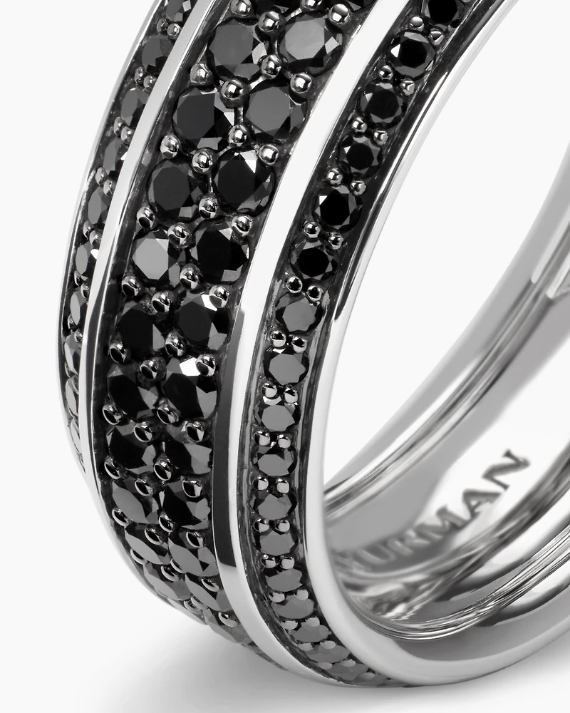 Streamline® Bevelled Band Ring 18K White Gold with Black Diamonds, 8.5mm