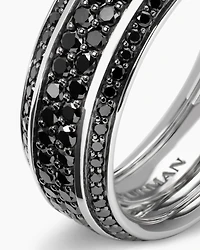 Streamline® Bevelled Band Ring 18K White Gold with Black Diamonds, 8.5mm