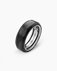 Streamline® Bevelled Band Ring Sterling Silver with Forged Carbon, 8.5mm