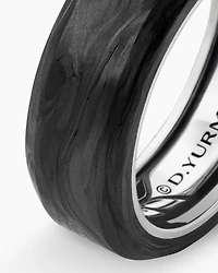 Streamline® Bevelled Band Ring Sterling Silver with Forged Carbon, 8.5mm