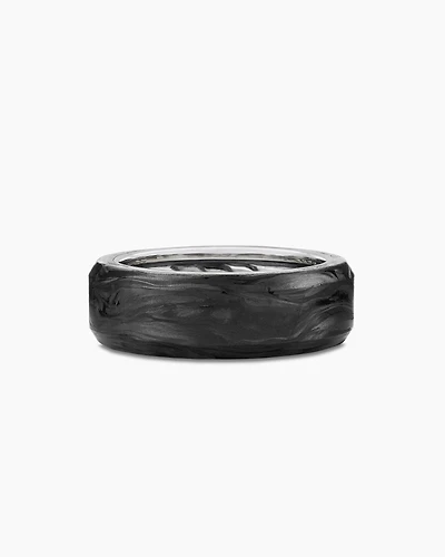 Streamline® Bevelled Band Ring Sterling Silver with Forged Carbon, 8.5mm