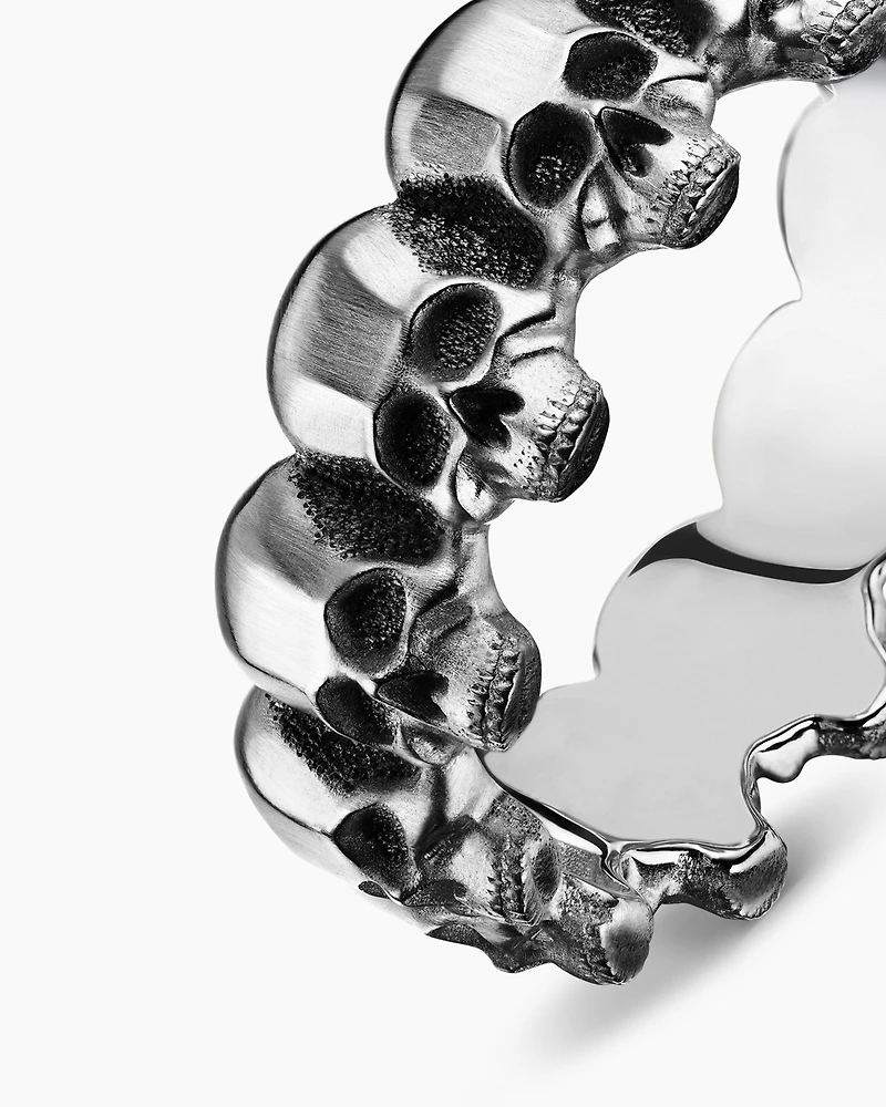 Memento Mori Skull Band Ring Sterling Silver, 8.5mm