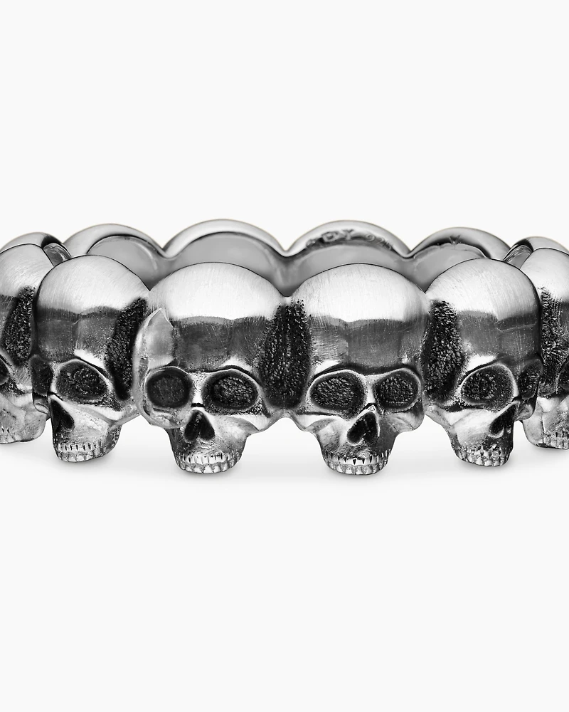 Memento Mori Skull Band Ring Sterling Silver, 8.5mm