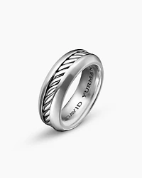Cable Inset Band Ring Sterling Silver, 8mm