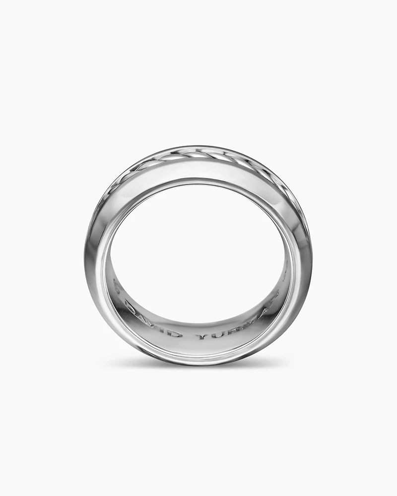 Cable Inset Band Ring Sterling Silver, 8mm