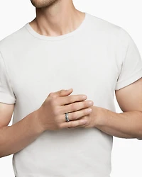 Cable Inset Band Ring Sterling Silver, 8mm