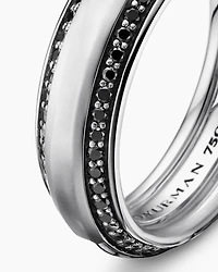 Bevelled Band Ring 18K White Gold with Black Diamonds