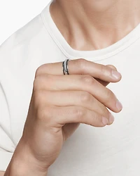 Bevelled Band Ring 18K White Gold with Black Diamonds