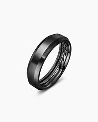 Beveled Band Ring Black Titanium, 6mm