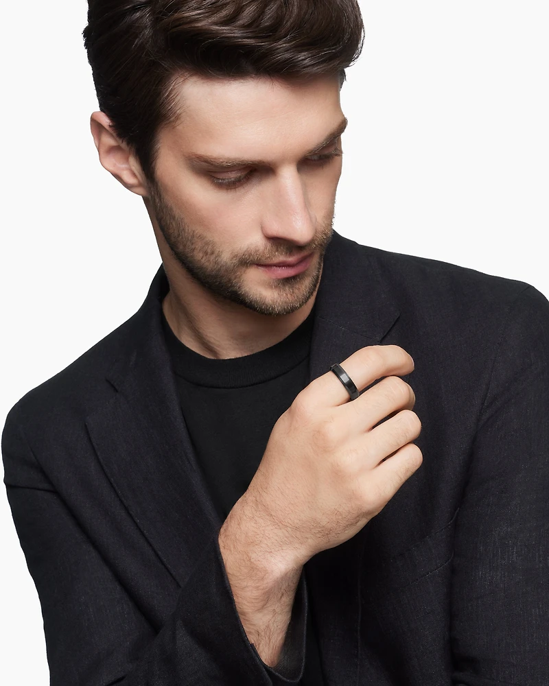 Beveled Band Ring Black Titanium, 6mm