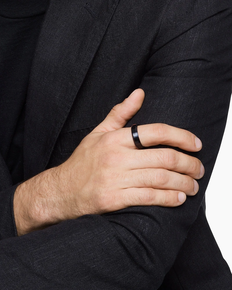 Beveled Band Ring Black Titanium, 6mm