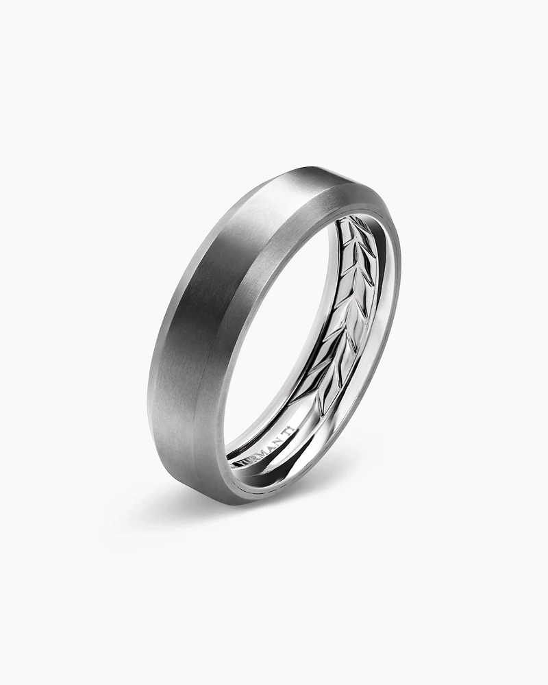 Bevelled Band Ring Grey Titanium, 6mm