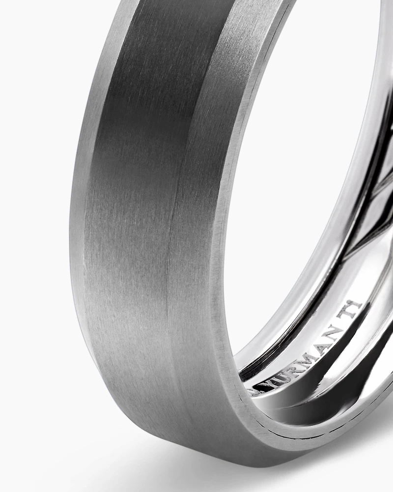 Bevelled Band Ring Grey Titanium, 6mm