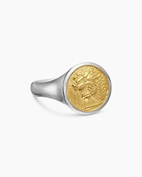 Petrvs® Lion Pinky Ring Sterling Silver with 18K Yellow Gold, 15mm