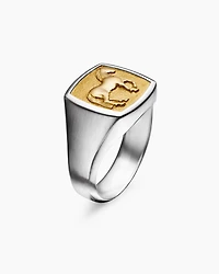 Petrvs® Horse Pinky Ring Sterling Silver with 18K Yellow Gold, 14.8mm