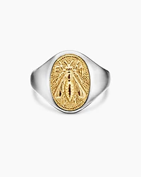 Petrvs® Bee Pinky Ring Sterling Silver with 18K Yellow Gold, 15.5mm