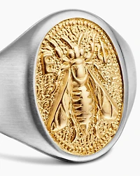 Petrvs® Bee Pinky Ring Sterling Silver with 18K Yellow Gold, 15.5mm