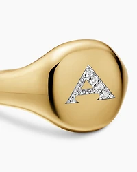 DY Initial Pinky Ring 18K Yellow Gold with Diamond A, 9.8mm