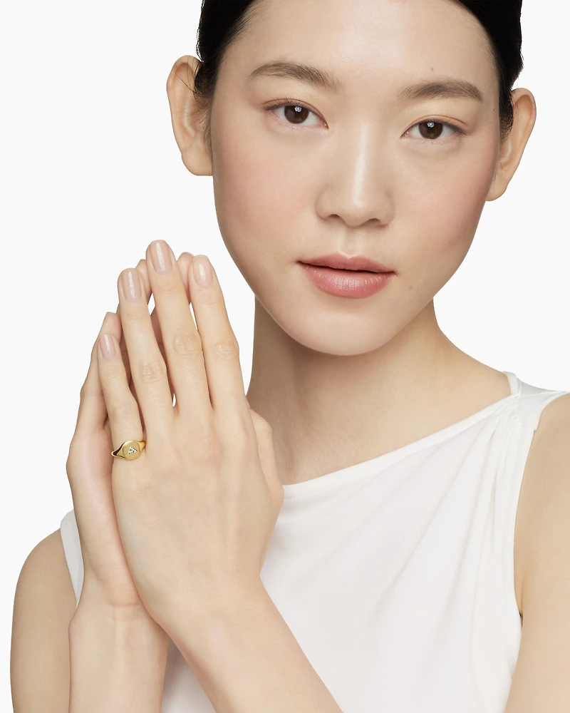 DY Initial Pinky Ring 18K Yellow Gold with Diamond A, 9.8mm