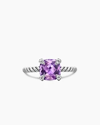 Chatelaine® Ring Sterling Silver with Amethyst and Diamonds, 8mm