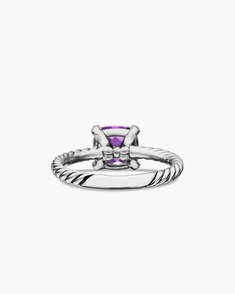 Chatelaine® Ring Sterling Silver with Amethyst and Diamonds, 8mm
