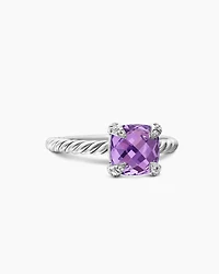 Chatelaine® Ring Sterling Silver with Amethyst and Diamonds, 8mm
