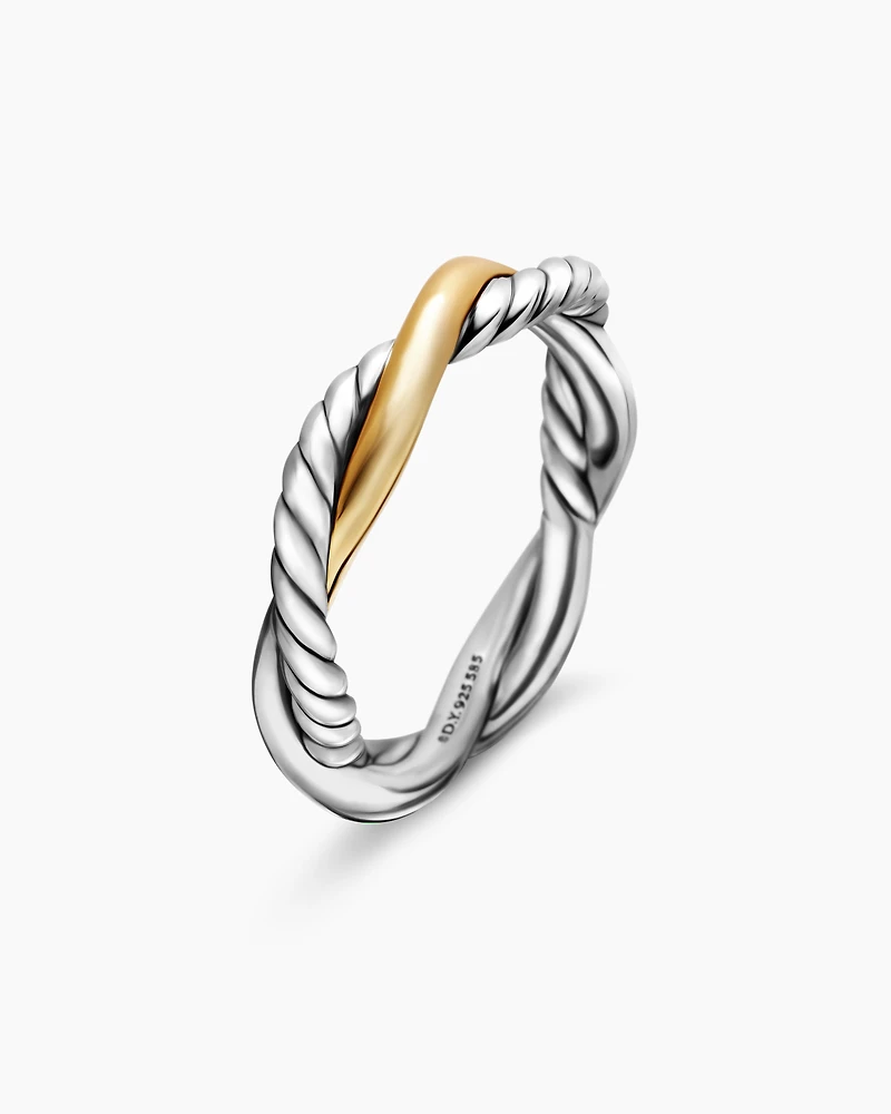 Petite Infinity Band Ring Sterling Silver with 14K Yellow Gold, 4mm
