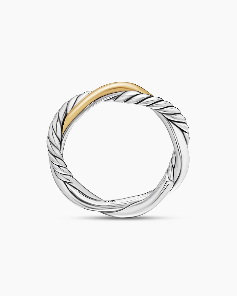 Petite Infinity Band Ring Sterling Silver with 14K Yellow Gold, 4mm