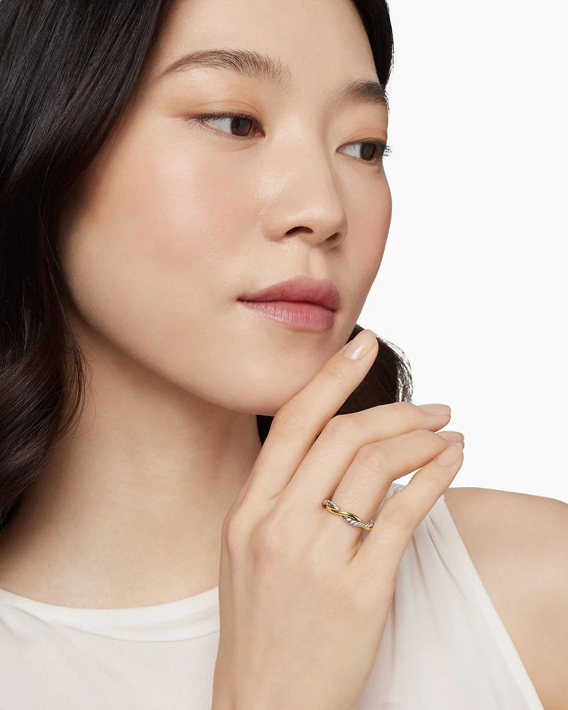 Petite Infinity Band Ring Sterling Silver with 14K Yellow Gold, 4mm