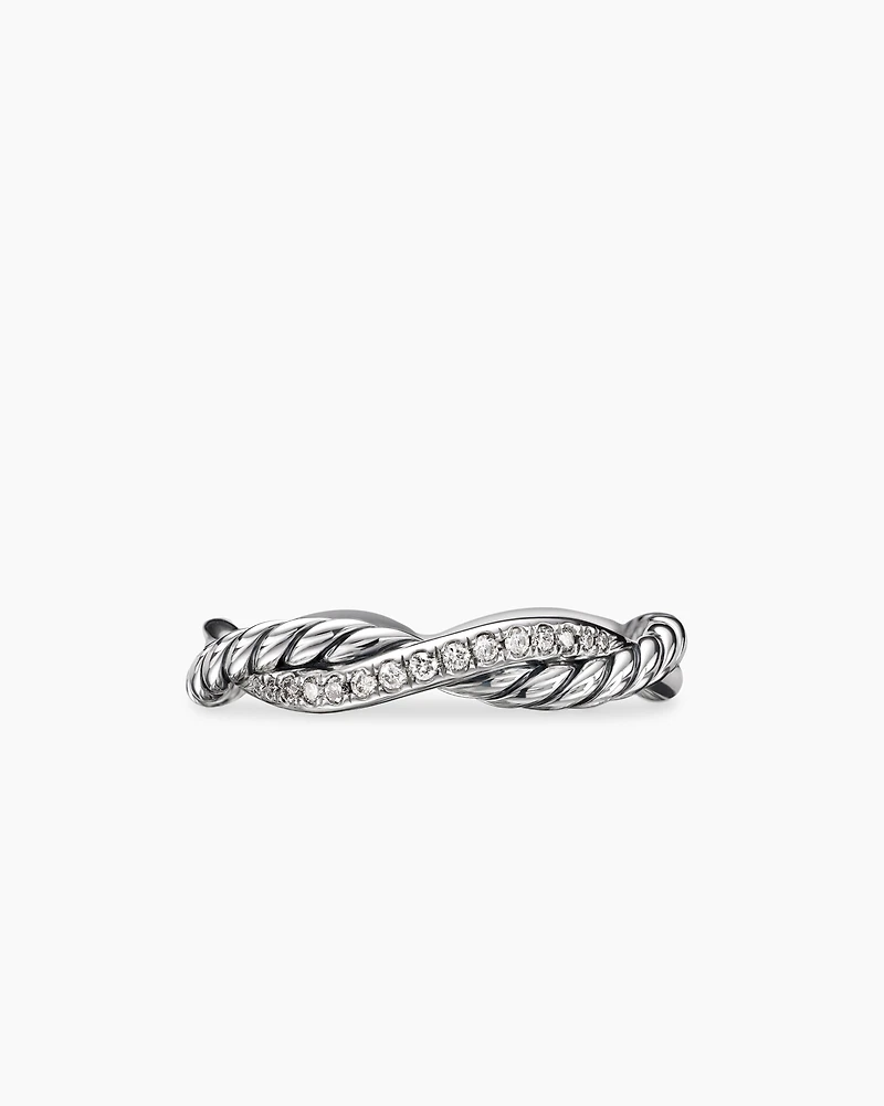 Petite Infinity Band Ring Sterling Silver with Diamonds, 4mm