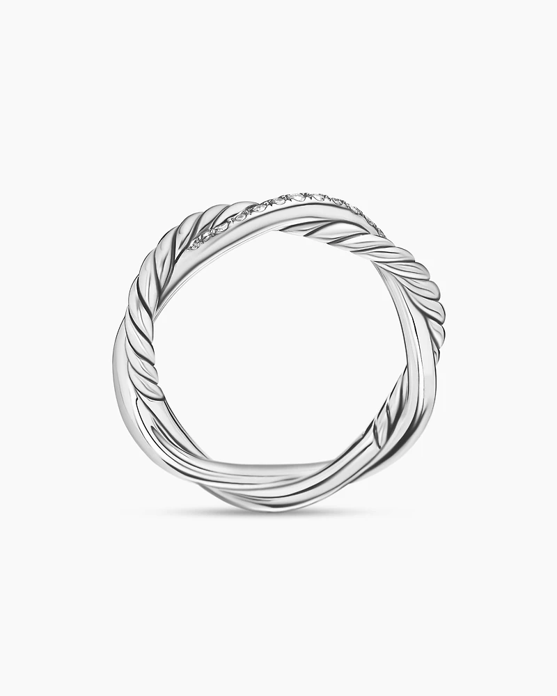 Petite Infinity Band Ring Sterling Silver with Diamonds, 4mm