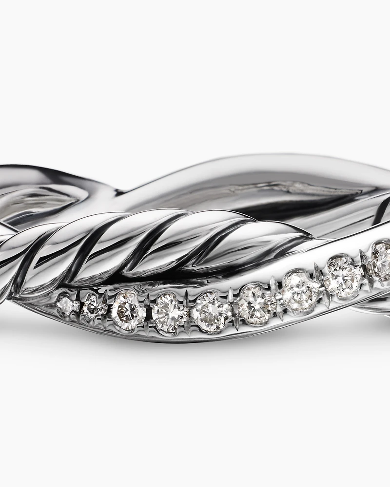 Petite Infinity Band Ring Sterling Silver with Diamonds, 4mm