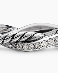 Petite Infinity Band Ring Sterling Silver with Diamonds, 4mm