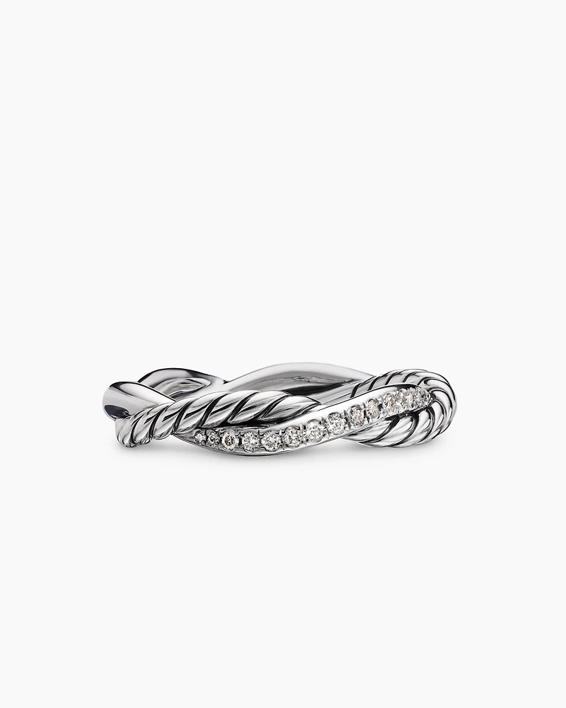 Petite Infinity Band Ring Sterling Silver with Diamonds, 4mm