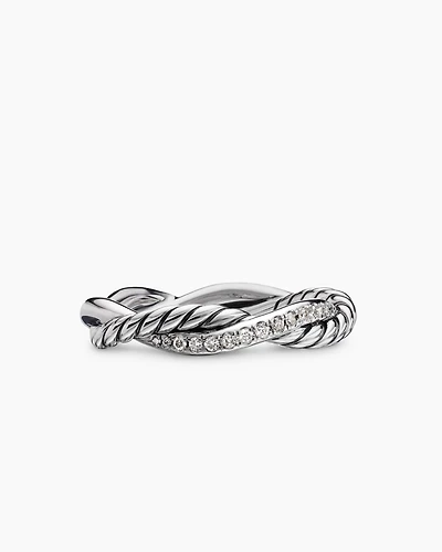 Petite Infinity Band Ring Sterling Silver with Diamonds, 4mm