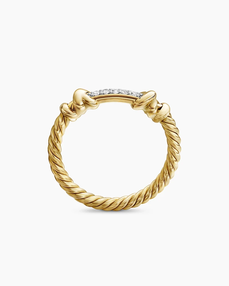 Petite Helena Wrap Band Ring 18K Yellow Gold with Diamonds, 4mm