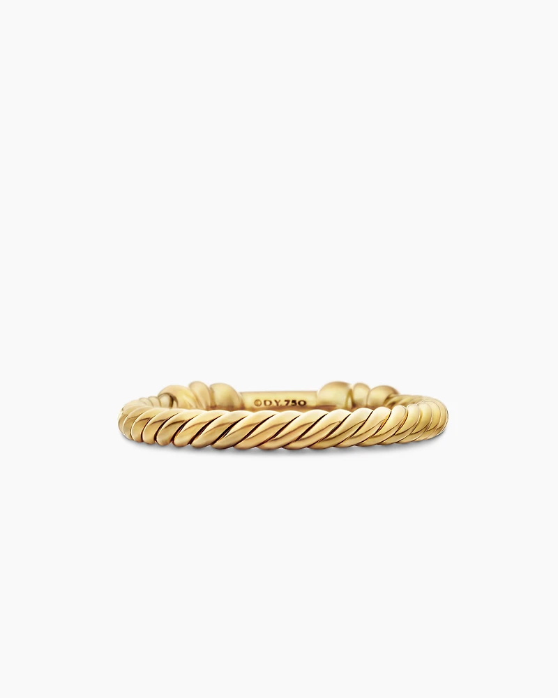 Petite Helena Wrap Band Ring 18K Yellow Gold with Diamonds, 4mm