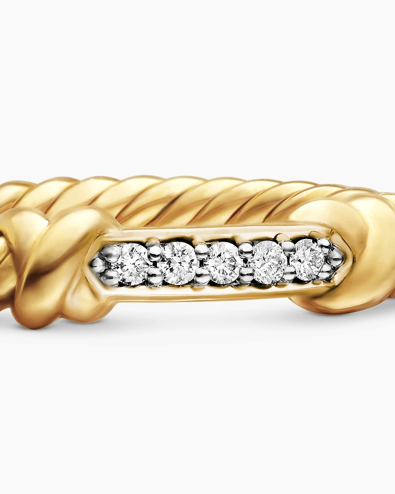 Petite Helena Wrap Band Ring 18K Yellow Gold with Diamonds, 4mm
