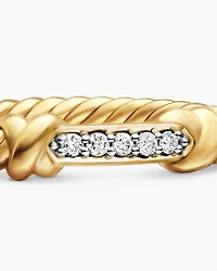 Petite Helena Wrap Band Ring 18K Yellow Gold with Diamonds, 4mm