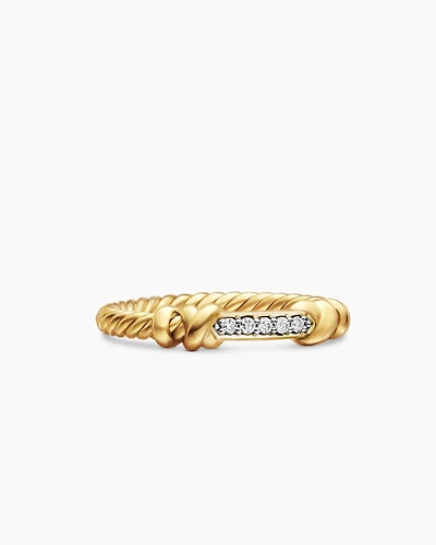 Petite Helena Wrap Band Ring 18K Yellow Gold with Diamonds, 4mm
