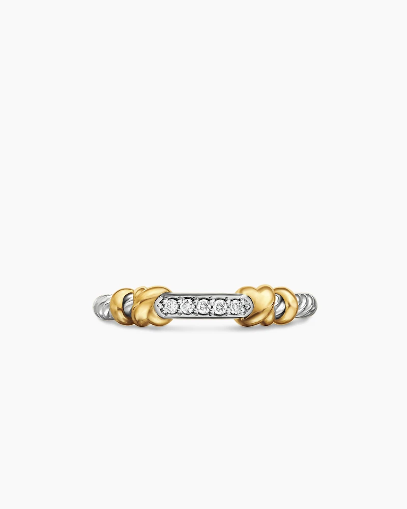 Petite Helena Wrap Band Ring Sterling Silver with 18K Yellow Gold and Diamonds, 4mm